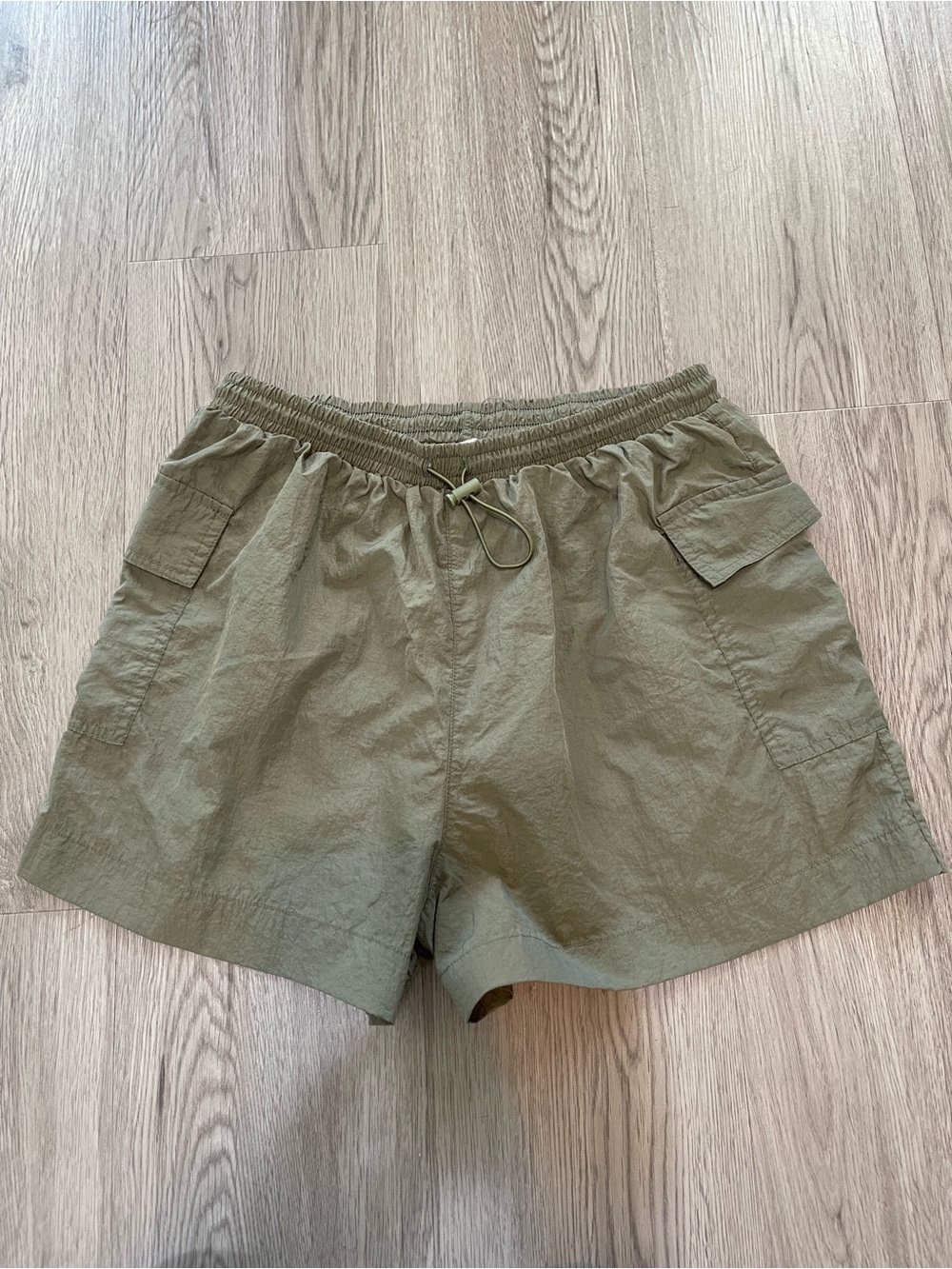 Y2K nylon green cargo granola shorts